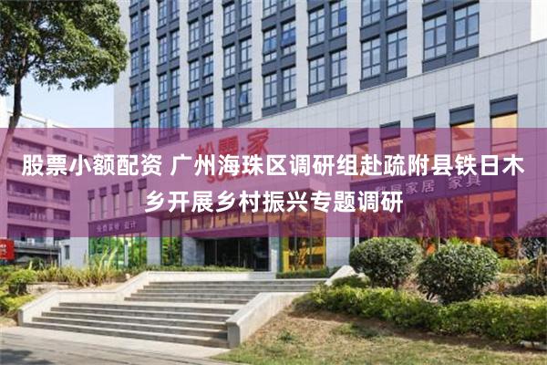 股票小额配资 广州海珠区调研组赴疏附县铁日木乡开展乡村振兴专题调研
