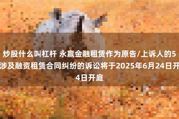 炒股什么叫杠杆 永赢金融租赁作为原告/上诉人的5起涉及融资租赁合同纠纷的诉讼将于2025年6月24日开庭