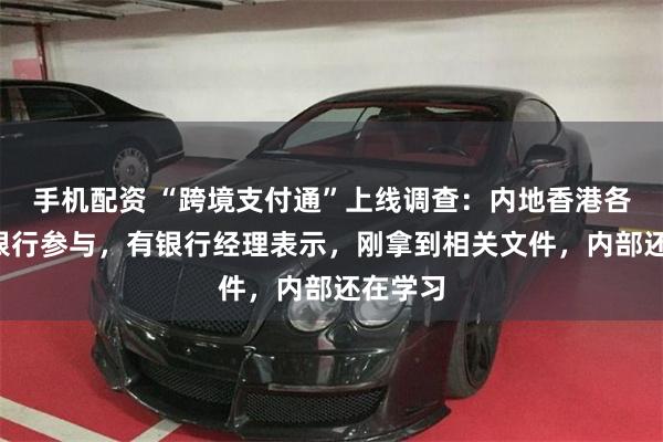 手机配资 “跨境支付通”上线调查：内地香港各有6家银行参与，有银行经理表示，刚拿到相关文件，内部还在学习